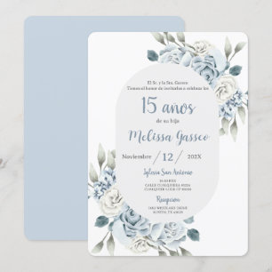 Convites Dusty Blue Quinceañera