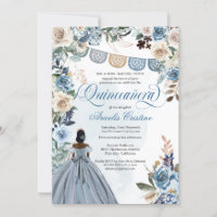 Dusty Blue Rosa Rustic Country Quinceañera