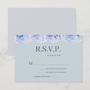 Convites Dusty Blue Rosa Sage Elegant Floral Weding RSVP