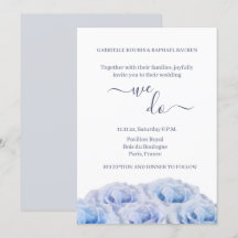 Dusty Blue Rosa White Floral Elegante Fazemos Casa