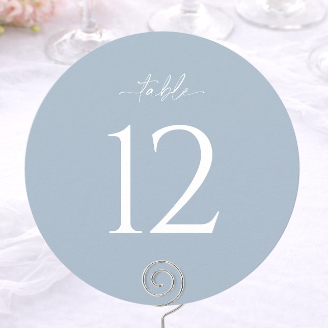 Convites Dusty Blue Round Wedding Table Number (Criador carregado)