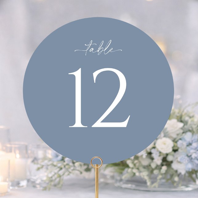 Convites Dusty Blue Round Wedding Table Number (Criador carregado)