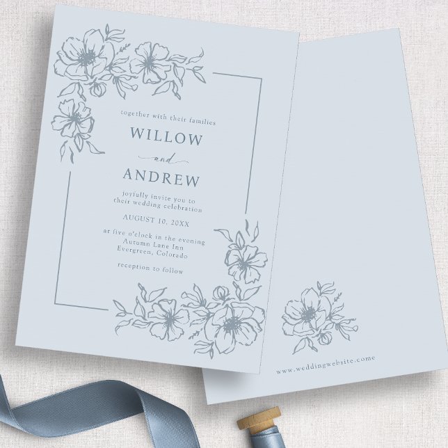Convites Dusty Blue Rustic Weding (Dusty Blue Rustic Wedding Invitation
)
