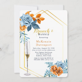 Convites Dusty Blue & Rusty Peony Floral Brunch e Bubble