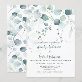 Convites Dusty Blue & Sage Green Eucalipto em Branco