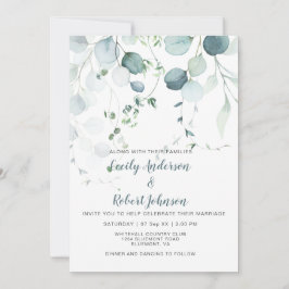 Convites Dusty Blue & Sage Green Eucalipto em Branco