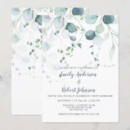 Convites Dusty Blue & Sage Green Eucalipto em Branco