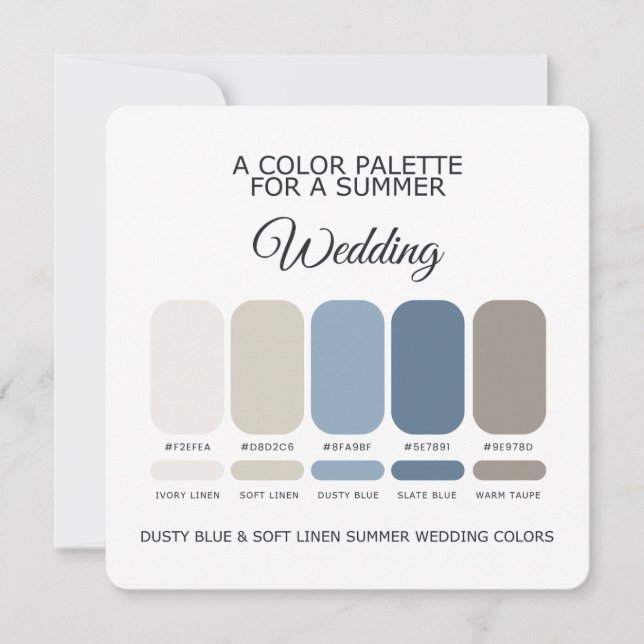Convites Dusty Blue Soft Linen Summer Wedding Palette Card (Frente)