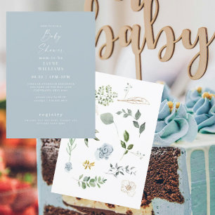 Convites Dusty Blue Spring no Chá de fraldas da Cena II