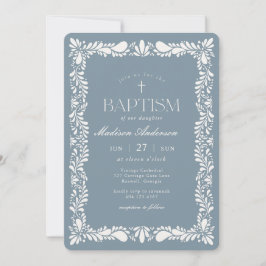 Convites Dusty Blue Talavera Azulejo Fiesta Boy Baptism