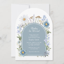 Convites Dusty Blue Tea Party Baby In Bloom Chá de fraldas