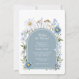 Convites Dusty Blue Tea Party Baby In Bloom Chá de fraldas