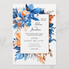 Convites Dusty Blue Terracotta Rust Boho Elegant Wedding