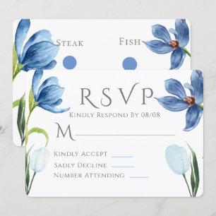 Convites Dusty Blue Tulip Watercolor Peony Casamento RSVP