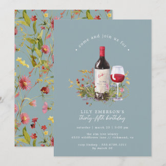 Convites Dusty Blue | Vinho Tinto Qualquer Festa de anivers