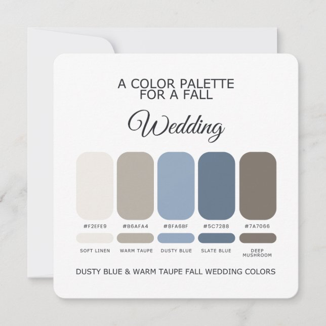 Convites Dusty Blue Warm Taupe Fall Wedding Palette Card (Frente)