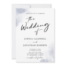 Dusty Blue Watercolor Calliografia Código QR Casam