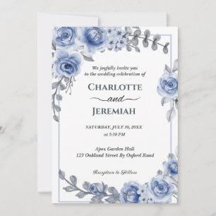 Convites Dusty Blue Watercolor Eucalyptus Wreath Casamento