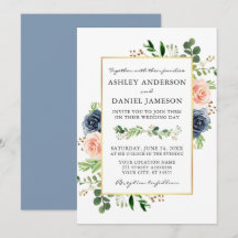 Dusty Blue Watercolor Rosas Greenery Wedding