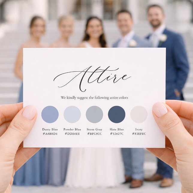 Convites Dusty Blue Wedding Attire Card (Criador carregado)