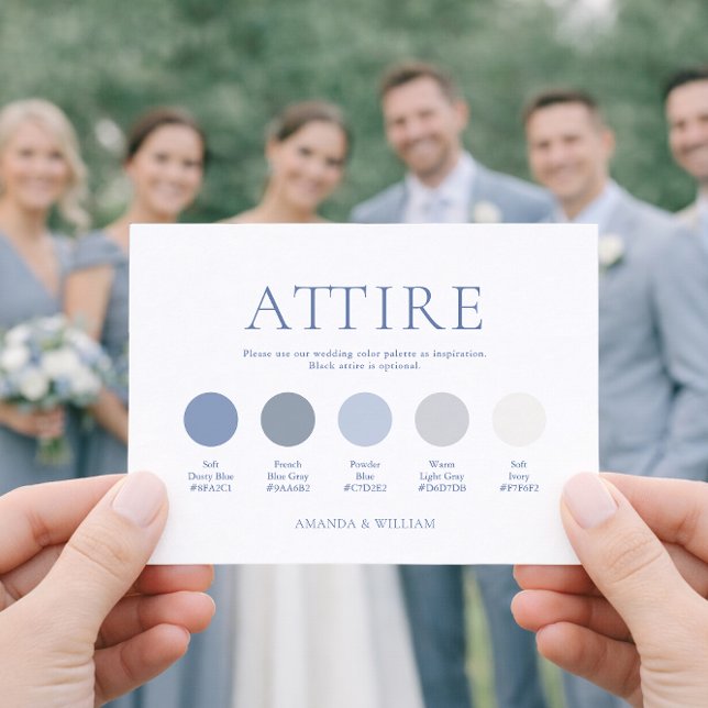 Convites Dusty Blue Wedding Attire Card (Criador carregado)