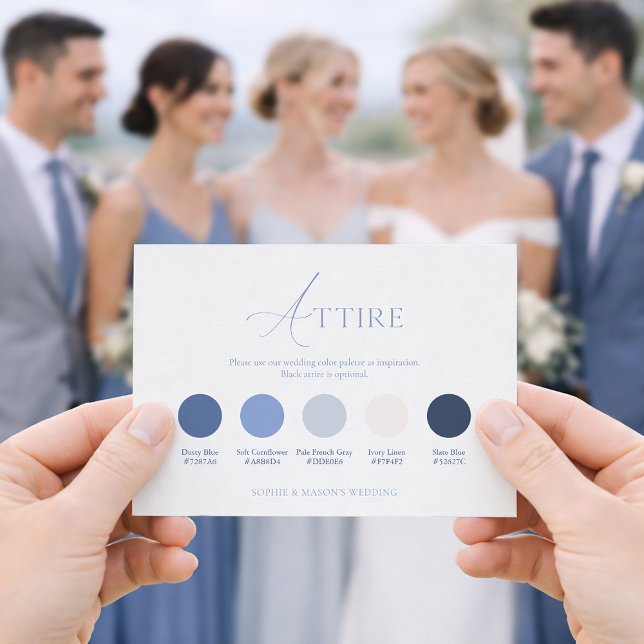 Convites Dusty Blue Wedding Attire Card (Criador carregado)