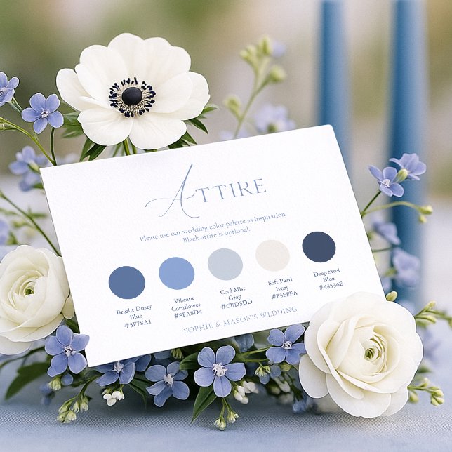 Convites Dusty Blue Wedding Attire Card (Criador carregado)