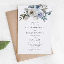 Dusty Blue Wedding Escuro Elegante Floral Russo Em