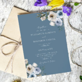 Convites Dusty Blue Wedding Floral Elegante Rustic