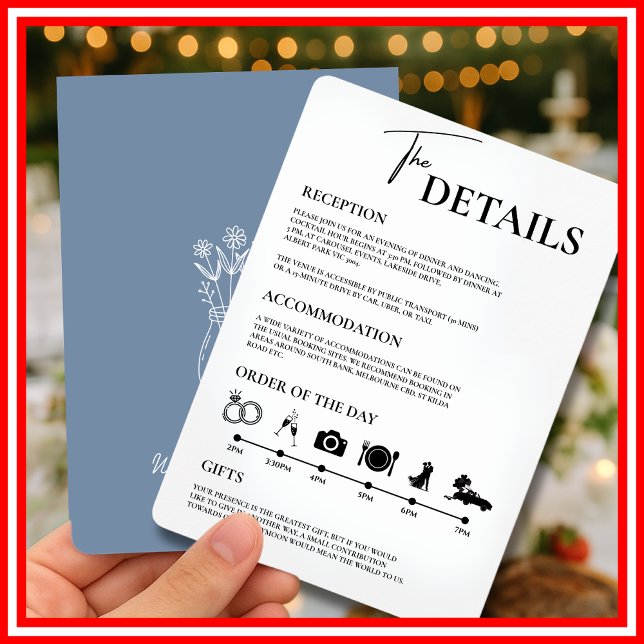 Convites Dusty Blue Wedding Order of Events (Criador carregado)