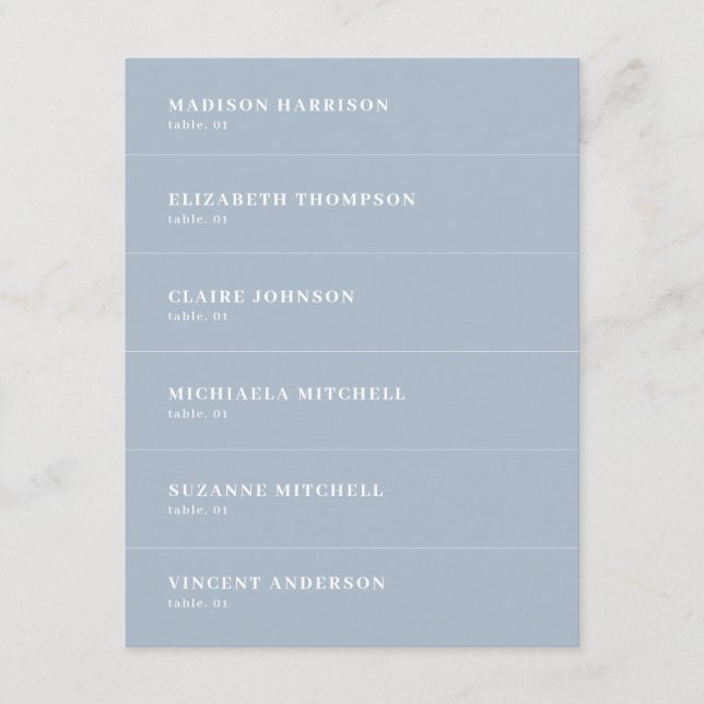 Convites Dusty Blue Weding Place Name Card DIY (Frente)