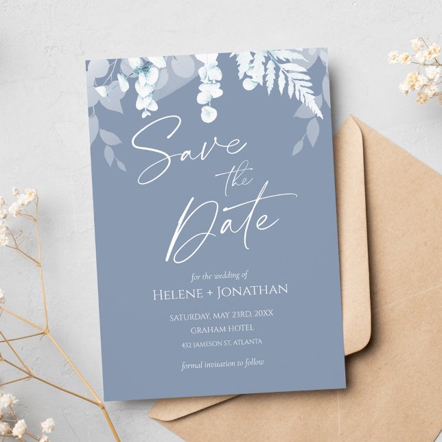 Convites Dusty Blue Weding Save the Date Invitation (Criador carregado)