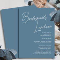 Dusty Blue Whimsscripy Script Bridesmaids Luncheon