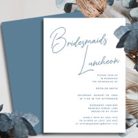 Dusty Blue Whimsscripy Script Bridesmaids Luncheon