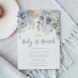 Convites Dusty Blue & White Floral Chá de fraldas Brunch<br><div class="desc">Convite Brunch para Chás de fraldas Floral Branco e Azul - Também disponível como Convite Digital Ver coleção correspondente em Niche e Nest Store</div>