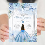 Convites Dusty Blue & White Mis Quince 15 Anos Silver Crown<br><div class="desc">Quinceañera Dusty Blue & White Silver Crown Invitation Mis Quince 15 Anos,  16º aniversário</div>