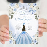 Convites Dusty Blue & White Mis Quince 15 Anos Silver Crown<br><div class="desc">Quinceañera Dusty Blue & White Silver Crown Invitation Mis Quince 15 Anos,  16º aniversário</div>