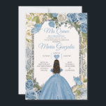 Convites Dusty Blue & White Mis Quince 15 Anos Silver Crown<br><div class="desc">Quinceañera Dusty Blue & White Silver Crown Invitation Mis Quince 15 Anos,  16º aniversário</div>