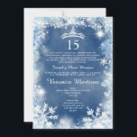 Convites Dusty Blue & White Winter Girl 15 Años<br><div class="desc">EDITABLE Dusty Blue & White Winter Girl 15 Años Convite Espanhol Elegante Rapariga Espanhola Natal Ártico Doce Festa de aniversário Azul Neve Floco Corda Leve Convite Quinceañera 15 Anos,  16ª Festa de aniversário</div>