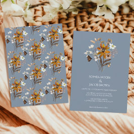 Convites Dusty Blue Wildflower Boho Casamento outono