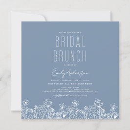 Convites Dusty Blue Wildflower Bridal BrunChá de panela