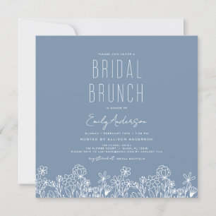 Convites Dusty Blue Wildflower Bridal BrunChá de panela