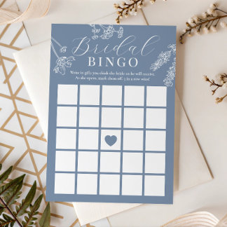 Convites Dusty Blue Wildflower Bridal Shower Gift Bingo