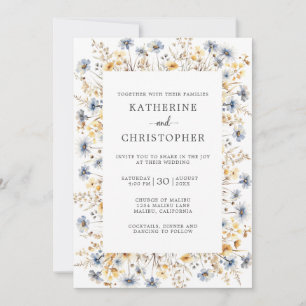 Convites Dusty Blue Wildflower Budget All in One Wedch