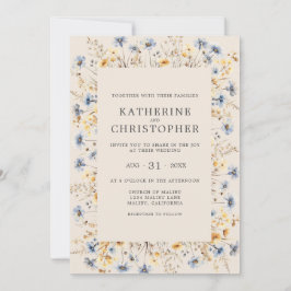Convites Dusty Blue Wildflower Budget Beige Wedding