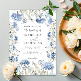 Convites Dusty Blue Wildflower Elegant Boho Weding