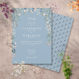 Convites Dusty Blue Wildflower Floral Greenery Casamento