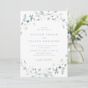 Convites Dusty Blue Wildflower Rustic Boho Foto de Casament