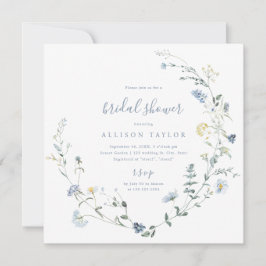 Convites Dusty Blue Wildflower Rustic Chá de panela