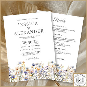 Convites Dusty Blue Wildflower Tudo Em Um Casamento Elegant